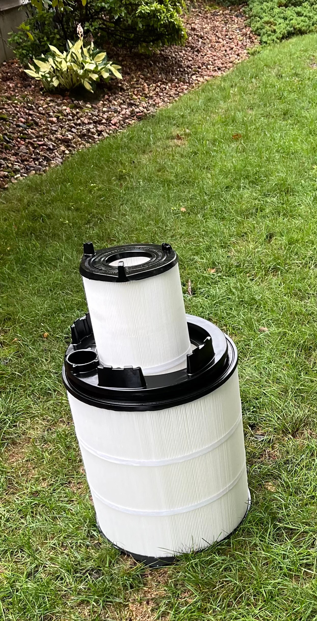 Clean white pool filter cartridge in good condition